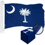Load image into Gallery viewer, G128 5 Pack: South Carolina SC State Flag 2x3 Ft ToughWeave Series Embroidered 300D Polyester Embroidered Design, Indoor/Outdoor, Brass Grommets