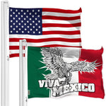 Load image into Gallery viewer, G128 Combo Pack: American USA Flag 3x5 Ft & Mexico Viva Mexico Flag 3x5 Ft, Both Printed 150D Polyester, Indoor/Outdoor, Brass Grommets