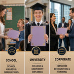 Load image into Gallery viewer, 30 Pack Premium Purple Certificate Holders 8.5 x 11 Heavyweight 300gsm Cardstock Diploma Holder & Certificate Folder Award Certificate Folders for Graduation with Gold Foil Diploma Cover 8.5x11
