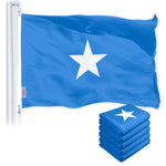 Load image into Gallery viewer, G128 5 Pack: Somalia (Somali) Flag 3x5 feet Printed 150D Indoor/Outdoor, Vibrant Colors, Brass Grommets, Quality Polyester, Much Thicker More Durable Than 100D 75D Polyester
