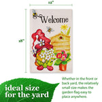 Load image into Gallery viewer, Garden Flag Welcome Gnome with Flowers 12x18 Blockout Fabric