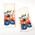 Load image into Gallery viewer, Set of 2 Grateful l Printed Dish Towels Hand Towels Boho Tea Towels Multifunctional Stylish Absorbent Quick Dry Soft 18 x28 100% Cotton Blue & Orange