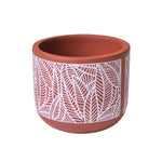 Load image into Gallery viewer, 4 Inch Terracotta Pot with White Leaf Pattern Boho Ceramic Planter Clay Pots for Indoor Plants Succulent Planter with Drainage Hole and Mesh Net Garden & Home Decor