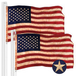 Load image into Gallery viewer, 2 Pack: American USA TeaStained Flag 3x5 Ft ToughWeave Pro Series Embroidered 420D Polyester Embroidered Stars