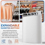 Load image into Gallery viewer, White Gusseted Bubble Mailers 10.5 x 15.75 x 4 Inch Pack of 5 Expandable Envelopes Padded Shipping Envelopes Waterproof Bubble Bags for Shipping Poly Bubble Mailers Self Seal
