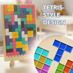 Load image into Gallery viewer, Wooden Puzzle Blocks Montessori Brain Blocks & Stacki Style 10 Challenge Cards Numbered Tray & Grid Guide Educational Game for Kids Ages 3 to 5 Russian Blocks Style Learning Game