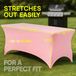 Load image into Gallery viewer, Pink Spandex Table Covers 6ft 2 Pack Elegant Durable Stretchy 6ft Table Cover Fitted Wrinkle and Stain Resistant Elastic Leg Pockets