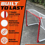 Load image into Gallery viewer, Metal Street Hockey Goal 28x20 inch Heavy Duty Steel Frame with Net Outdoor Hockey Net for Youth & Adults Ball Roller & DEK Hockey Practice Goal Easy Assembly