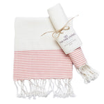 Load image into Gallery viewer, The Fine Living Co. Turkish Hand Towels Set of 2 100% Cotton Kitchen and Bathroom Hand Towels Decorative Hand Towels for Bath Guest Face Hair Tea Dishcloth 40”x18” (White & red)