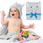 Load image into Gallery viewer, Hooded Baby Towels 33x33 Inch with Elephant Face Light Gray Baby Bath Towel