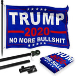 Load image into Gallery viewer, Combo Pack: 6 Feet Tangle Free Spinning Flagpole (Black) Trump No More Bullshit Flag 3x5 ft Printed 150D Brass Grommets (Flag Included) Aluminum Flag Pole