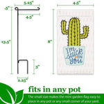 Load image into Gallery viewer, Garden Flag and Stand I'm Stuck on You Cactus 4x8 Inch Printed Blockout