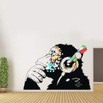 Load image into Gallery viewer, Thinking Monkey Sticker Art Vinyl Street Wall Decal Chimp Graffiti Decal 24x16