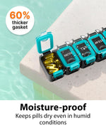 Load image into Gallery viewer, Weekly Pill Organizer 1 time a Day Pill Box 7 Day with Enhanced Waterproof Seal Large compartments Hold Big Vitamins & Supplements Upgraded Locking lids for Home & Travel use Durable Hard case