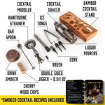 Load image into Gallery viewer, Bartender Kit with Whiskey Smoker 13 pcs Bamboo Stand Bar Set with Cocktail Shaker Bartending Kit with Essential Bar Accessory Tools Wood Chips Black