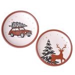 Load image into Gallery viewer, 8 Inch Terracotta Winter Plates Set of 2 Ceramic Wall Hanging Clay Decorative Plates for Winter Decorations Round Wall Decor for Living Room & Kitchen