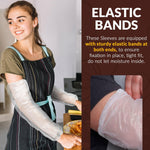 Load image into Gallery viewer, Clear Arm Sleeves Covers 18 Inch. Pack of 100 Disposable Protectors With Elastic Ends 1 mil. Waterproof Polyethylene Sleeve for Arms