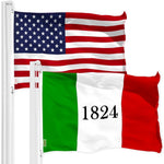 Load image into Gallery viewer, G128 Combo Pack: American USA Flag 3x5 Ft & Alamo 1824 Flag 3x5 Ft, Both Printed 150D Polyester, Indoor/Outdoor, Brass Grommets