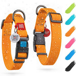 Load image into Gallery viewer, Waterproof Dog Collar 17-28 inch Neck x 1 3/5 inch Wide Plastic Buckle Adjustable Dog Collar for Large Dogs Small and Medium Dogs Breakaway Dog Collar Waterproof with Plastic Buckle and QR Dog Tag Boy & Girl Dog Collars (Orange)