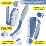 Load image into Gallery viewer, Scrub Brush Set of 3pcs Cleaning Shower Scrubber Ergonomic Handle Blue Grey
