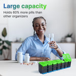 Load image into Gallery viewer, Extra Large Weekly Pill Organizer 2 Times a Day Green Blue XL Pill Case Am Pm