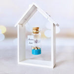 Load image into Gallery viewer, Tiny Magical Message in a Bottle Gift Idea Classy Inspirational Gifts for Him and Her Unique Presents for Women and Men (Blue Sand Adventure Awaits in Wooden Frame)
