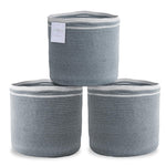 Load image into Gallery viewer, Recycled Cotton Rope Storage Cube Basket Plant Basket Multi Purpose Woven Cube Storage Organizer Shelves Closet Storage Bins Nursery Kids Room Organizer 11 Inch Set of 3 Gray