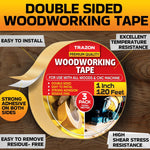 Load image into Gallery viewer, Double Sided Woodworking Tape 3 Pack 1 Inch x 120 Ft Wood Crafter Sticky Tool Two Side Adhesive for Router Templates Removable & Residue Free