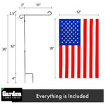 Load image into Gallery viewer, Combo Pack Garden Flag Stand Black 36x16 In and Garden Flag 12x18 In USA
