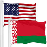 Load image into Gallery viewer, G128 Combo Pack: American USA Flag 3x5 Ft & Belarus Belarusian Flag 3x5 Ft Both LiteWeave Pro Series Printed 150D Polyester, Brass Grommets