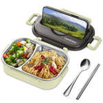 Load image into Gallery viewer, Stainless Steel Lunch Box for Hot Food – (48.5 oz) Stainless Steel Bento Box Adult with Phone Stand Spoon & Chopstickss – 2 Compartment Hot Food Lunch Container with Durable Plastic & Soft Rubber Lid