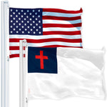 Load image into Gallery viewer, G128 Combo Pack: American USA Flag 4x6 Ft & Christian Flag 4x6 Ft Both LiteWeave Pro Series Printed 150D Polyester, Brass Grommets