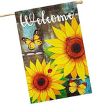 Load image into Gallery viewer, House Flag Welcome Sunflowers Butterflies 28x40 In Printed Blockout Polyester