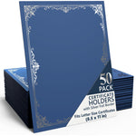 Load image into Gallery viewer, 50 Pack Premium Blue Certificate Holders 8.5 x 11 inch Heavyweight 300gsm Cardstock Diploma Holder & Certificate Folder Award Certificate Folders for Graduation with Silver Foil Diploma Cover