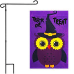 Load image into Gallery viewer, G128 Combo Pack: Garden Flag Stand Black 36x16 Inch & Garden Flag Trick or Treat Owl Purple 12x18 Inch