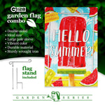 Load image into Gallery viewer, Combo Pack Garden Flag Stand Black 36x16 in and Garden Flag 12x18 in Watermelon