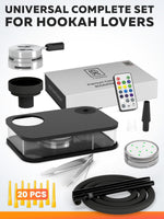 Load image into Gallery viewer, Portable Hookah Set With Everything Black Portable Hookah Set for Travel with Flat Hookah Box Portable Hookah Kit with Charcoal Holder & Coal Cover Travel Shisha Hookah Set