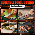Load image into Gallery viewer, 4 in 1 Multifunction Heavy Duty Kitchen Shears Sharp Seafood Fish Turkey Chicken Shears with Non Slip Metal Handle & Micro Serrated Blades for Meat Spring Loaded Bone Scissors Gold