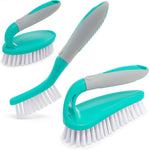 Load image into Gallery viewer, Scrub Brush Set of 3pcs Cleaning Shower Scrubber Ergonomic Handle Turquoise