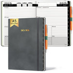 Load image into Gallery viewer, 2025 2026 HARDCOVER Leather Planner Weekly & Monthly 6.5 * 8.5 Inches Academic Planner Business Personal or Student Pen Holder Thick Paper July 2025 June 2026 (Dark Grey)