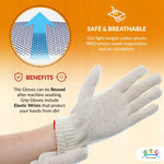 Load image into Gallery viewer, Beige Work Cotton Gloves for Men Women 9.5 Inch Pack of 24 (12 Pairs) String Knit Work Gloves with Red Line Elastic Knit Wrist Washable Cotton Polyester Gardening Gifts