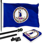 Load image into Gallery viewer, Combo Pack: 6 Feet Tangle Free Spinning Flagpole (Black) Virginia VA State Flag 3x5 ft Printed 150D Brass Grommets (Flag Included) Aluminum Flag Pole