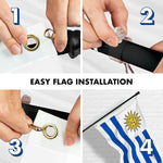 Load image into Gallery viewer, Combo Pack: 6 Feet Tangle Free Spinning Flagpole (Black) Uruguay Uruguay Flag 3x5 ft Printed 150D Brass Grommets (Flag Included) Aluminum Flag Pole