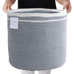 Load image into Gallery viewer, Large Recycled Cotton Rope Basket Blanket Storage Basket Pillows Toys Towels Laundry and Living Room Organization 15.8x13.8 Inches Eco friendly & Decorative Basket Gray