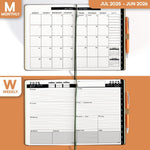 Load image into Gallery viewer, 2025 2026 HARDCOVER Leather Planner Weekly & Monthly 6.5 * 8.5 Inches Academic Planner Business Personal or Student Pen Holder Thick Paper July 2025 June 2026 (Dark Brown)