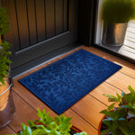 Load image into Gallery viewer, Home Entrance Blue Leaves Door Mat Deluxe 17x29.5 in Absorbent Natural Rubber