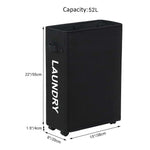 Load image into Gallery viewer, Slim Rolling Laundry Hamper Roll Hamper On Wheels Standable Corner Bin 52L Handy Storage Basket Slim Laundry Basket Waterproof Dirty Clothes Hamper 15×8×22 (22 Inches Black)
