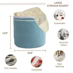 Load image into Gallery viewer, Large Recycled Cotton Rope Basket Blanket Storage Basket Pillows Toys Towels Laundry and Living Room Organization 15.8x13.8 Inches Eco friendly & Decorative Basket Blue
