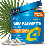 Load image into Gallery viewer, Saw Palmetto for Men & Prostate Health Supplements with Arjuna Extract Advanced Formula Saw Palmetto Arjuna Bark Extract w DHEA Ashwagandha 900mg DHT Blocker for Hair Support