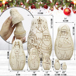 Load image into Gallery viewer, Christmas Crafts Blank Nesting Dolls for Coloring Set 7 pcs Paint Matryoshka DIY